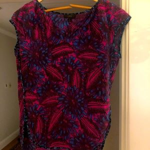 Colorful, magenta, cap sleeve, breezy JCrew shirt, size